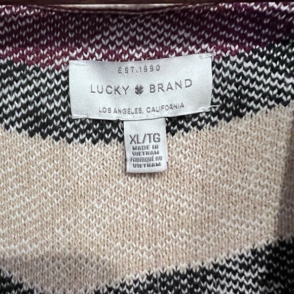 Lucky Brand Aztec Jacquard Open Front Long Sleeve Knit Cardigan Size XL Boho - Picture 6 of 9